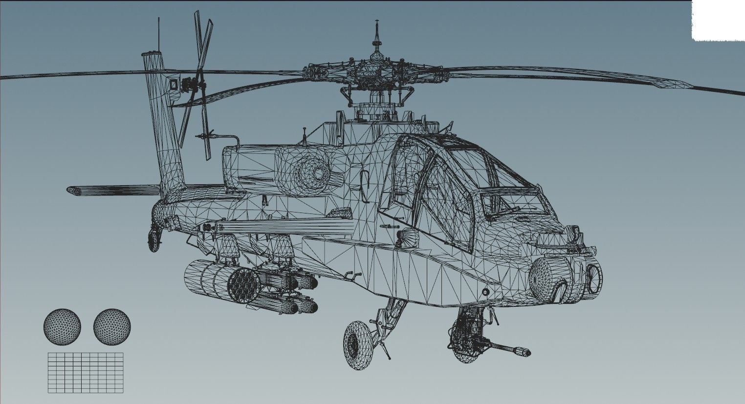 AH-64 Apache attack helicopter 3D model_2