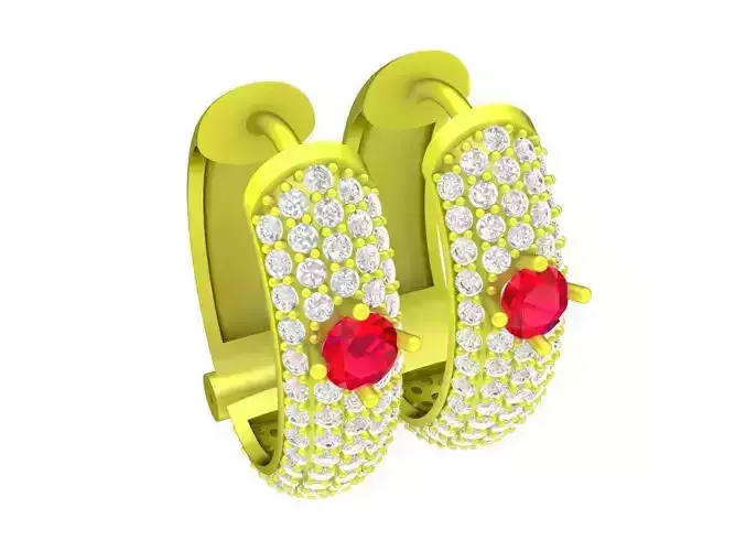 A6673 Luxury Diamond Women Hoop Earrings 3D Model