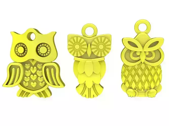 A6663 3 Catbird Pendant or Charm Bracelets 3D Model