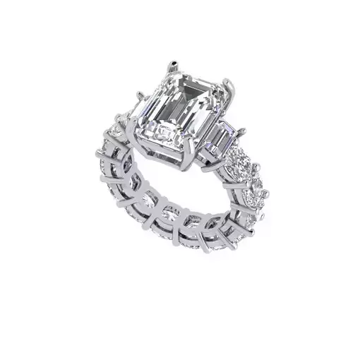 3 - stone Emerald Ring 3D print model