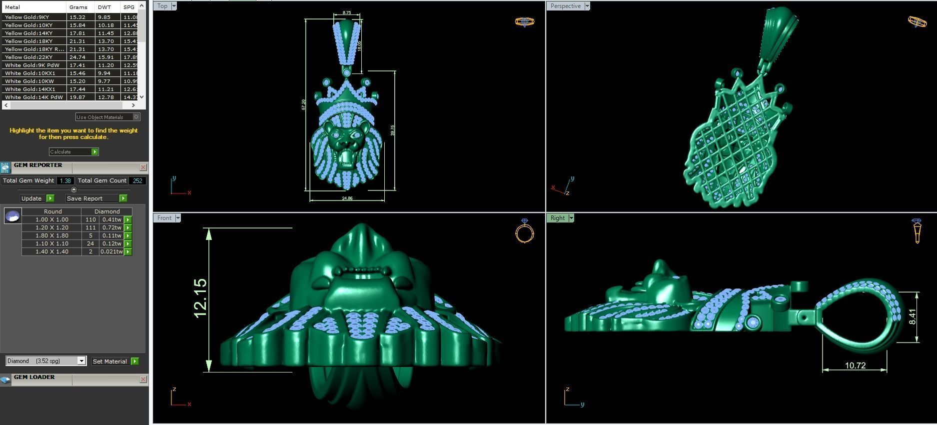 lion Diamond pendant 3D print model_3