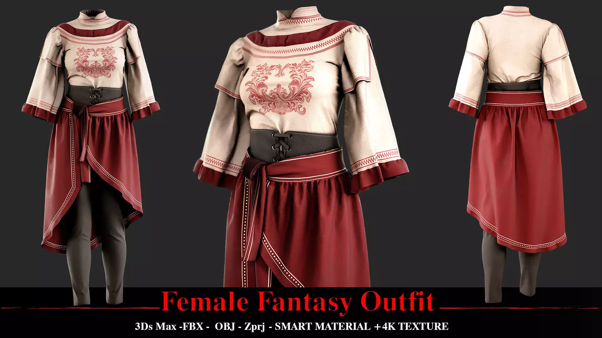 Female Fantasy Outfit 3D model_0
