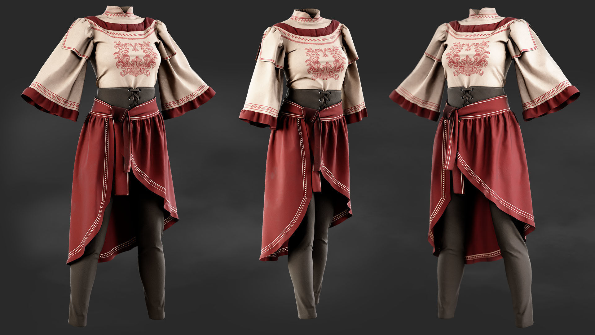 Female Fantasy Outfit 3D model_2