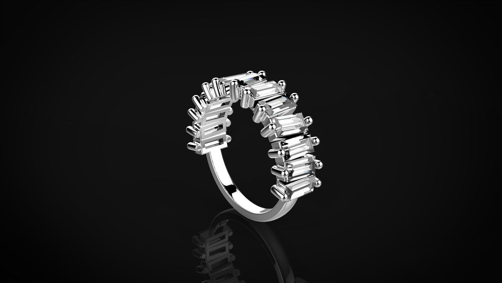 Baguette ring  3D print model_3