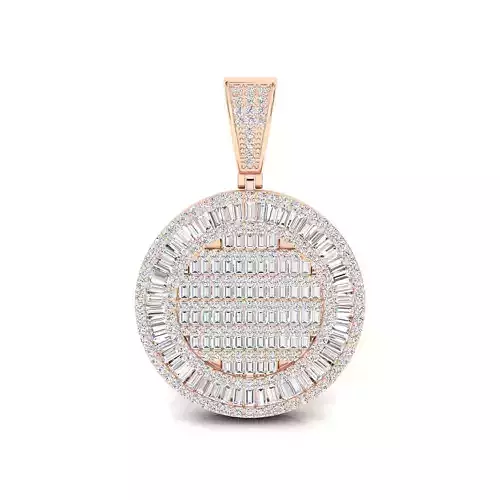 round baguette diamond pendant