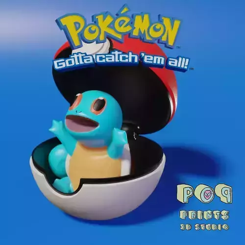 Baby Squirtle inside Pokeball Print in Place