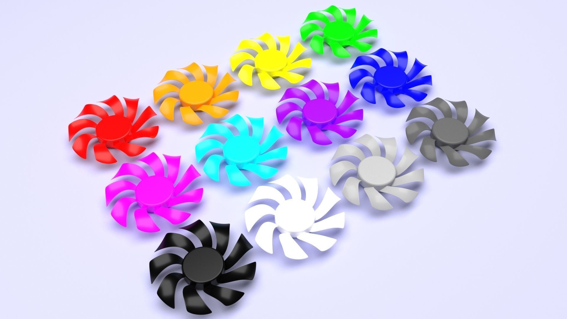 Colored Power Supply Unit Fan Blades Set 3D model_18