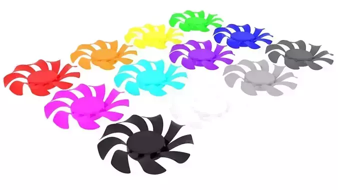 Colored Power Supply Unit Fan Blades Set 3D model