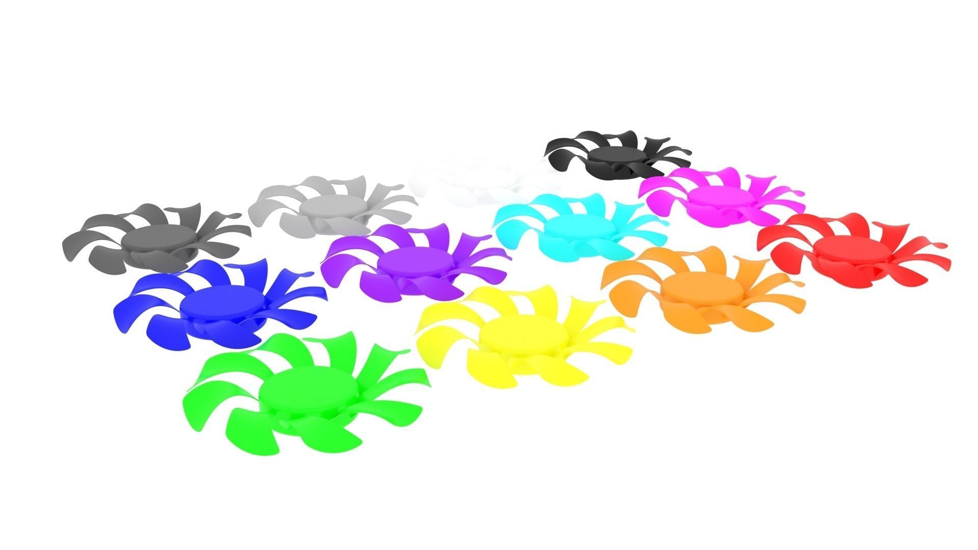 Colored Power Supply Unit Fan Blades Set 3D model_2
