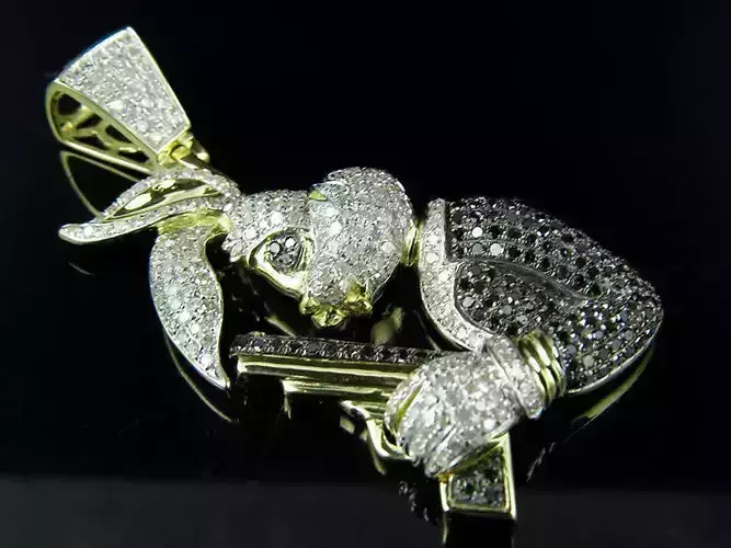 Bunny Holding Gun Pendant