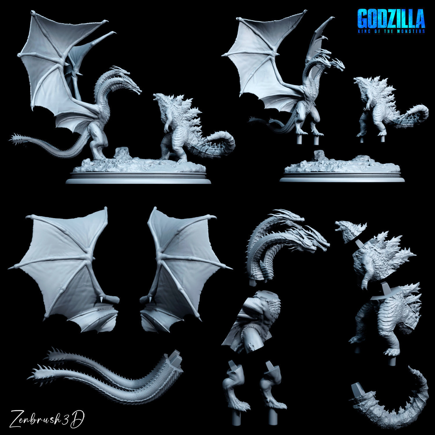GODZILLA VS KING GHIDORAH 3D PRINTING MODEL STL 3D print model_6