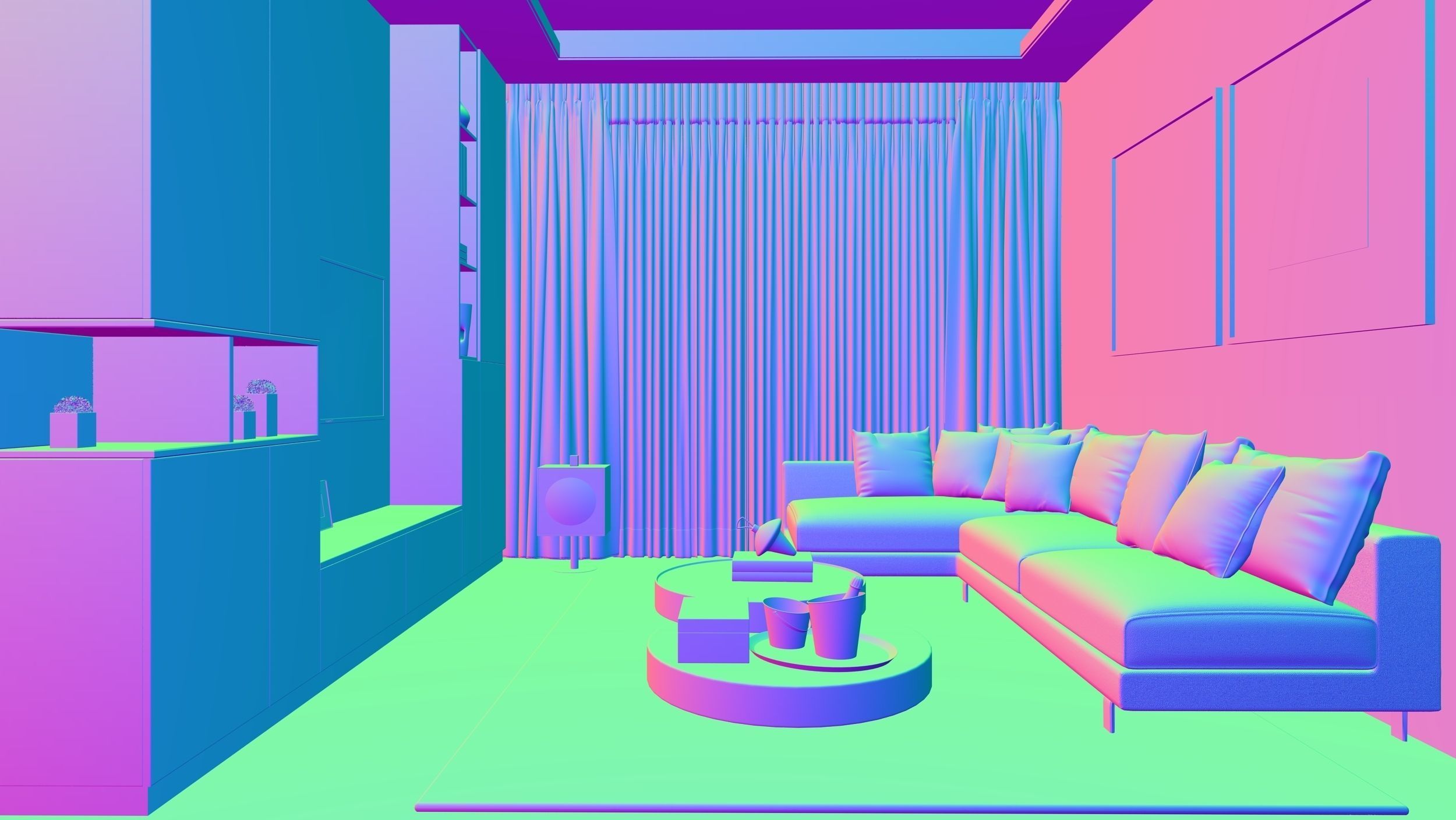 Living Room-Interior design scene 3D model 3D model_2