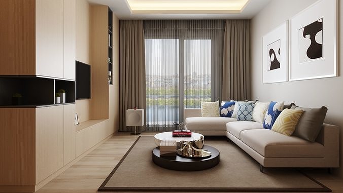 Living Room-Interior design scene 3D model 3D model