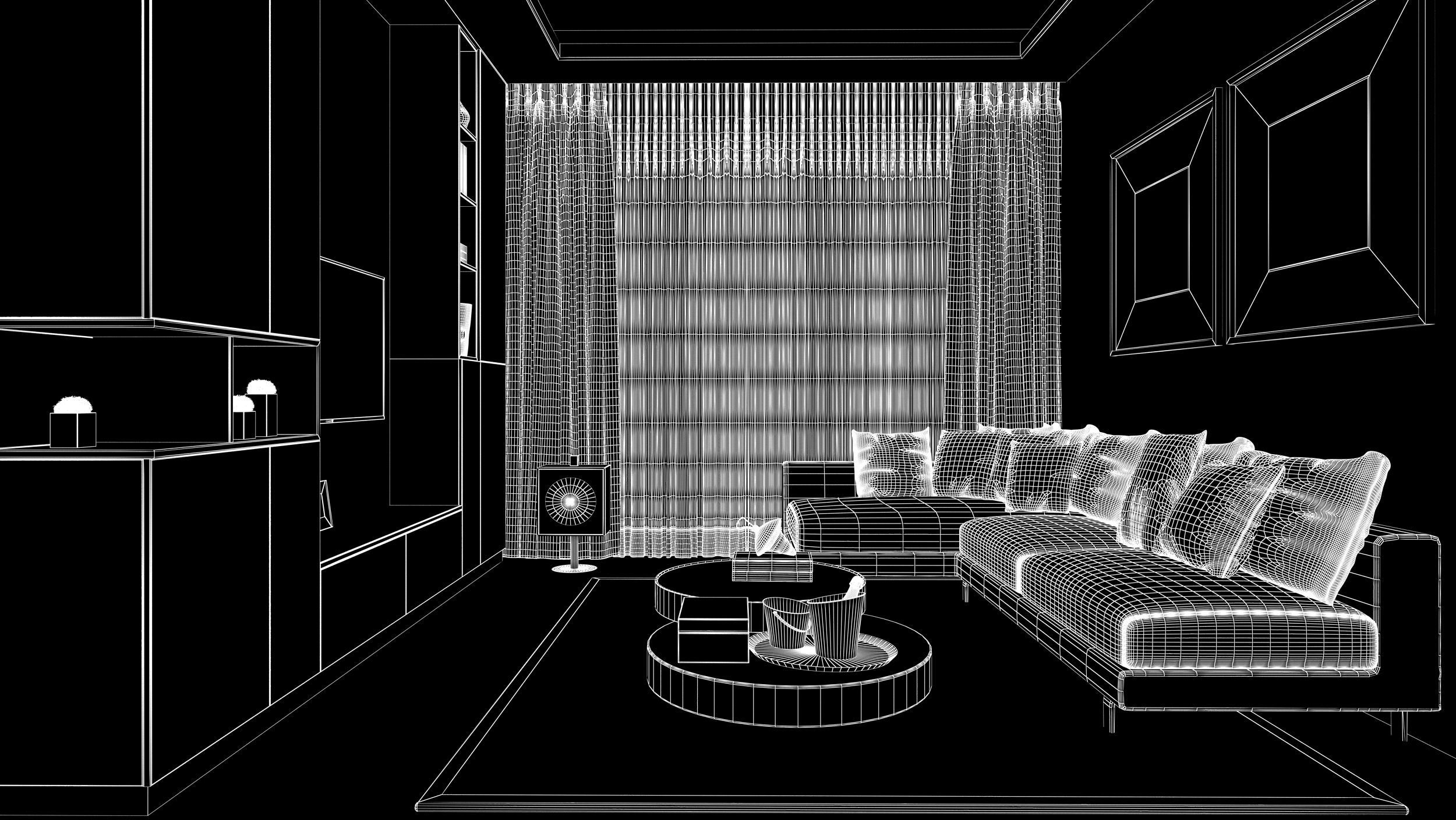 Living Room-Interior design scene 3D model 3D model_1