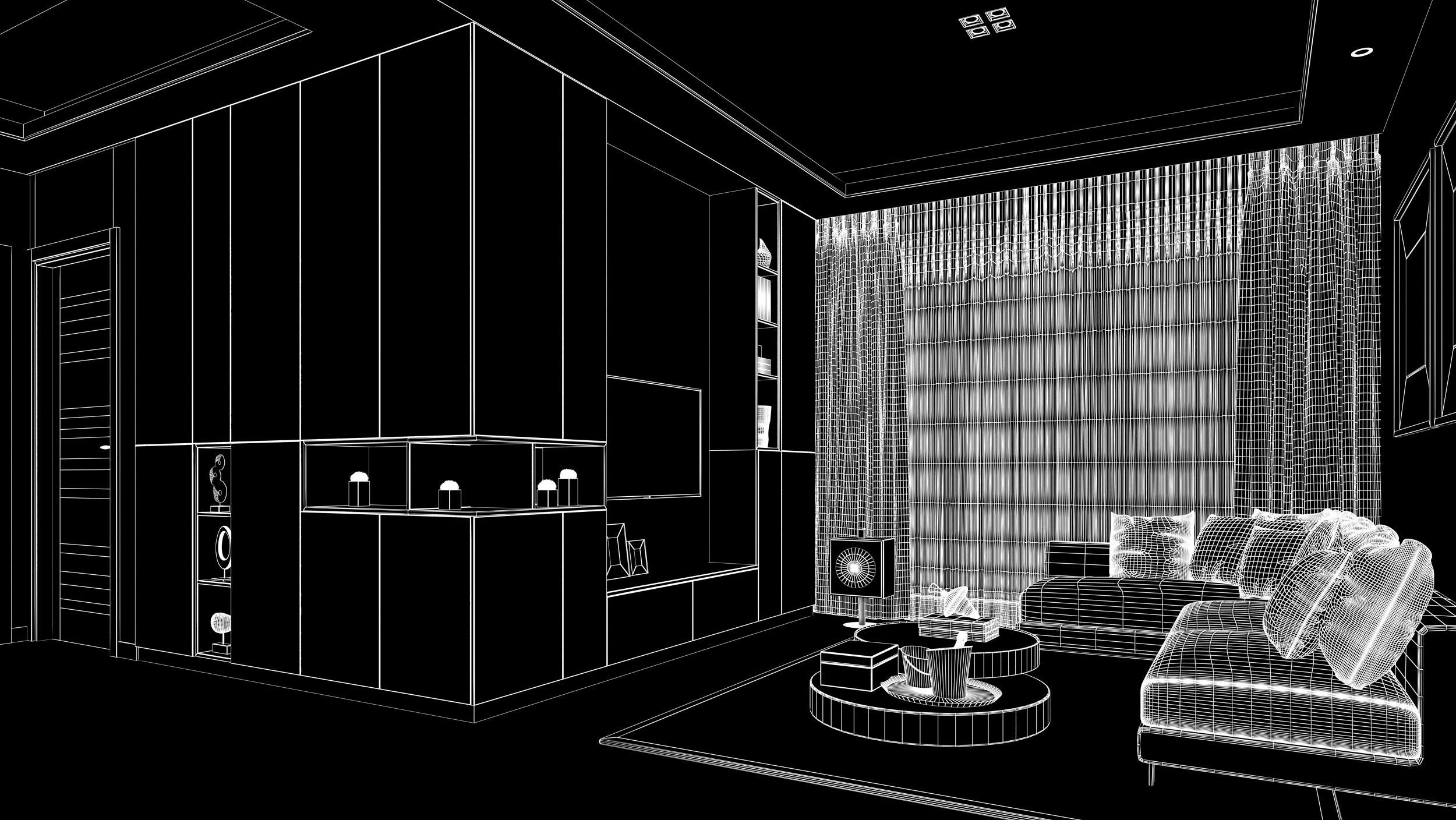 Living Room-Interior design scene 3D model 3D model_10