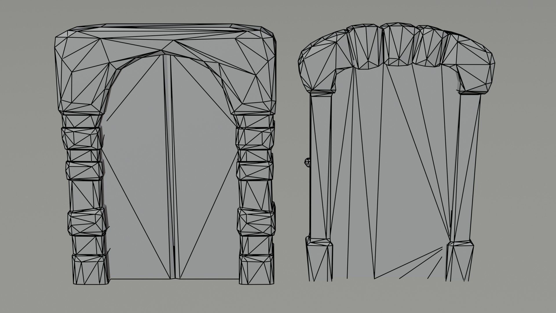 Cartoon dungeon door Polygonal Style Low-poly 3D model_4