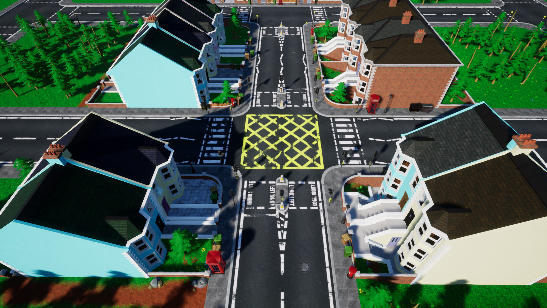 Stylized UK Modular House and Road Low-poly 3D model_7