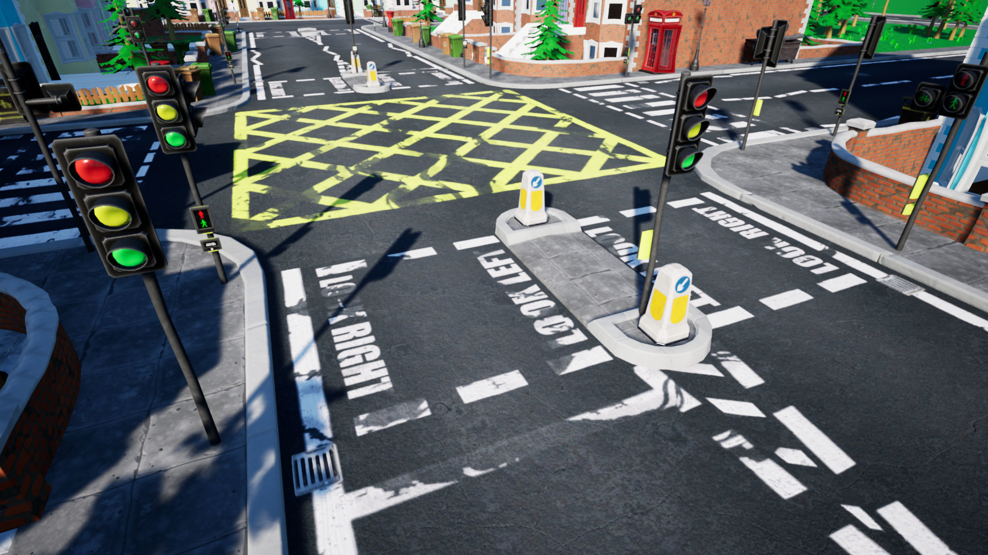 Stylized UK Modular House and Road Low-poly 3D model_3