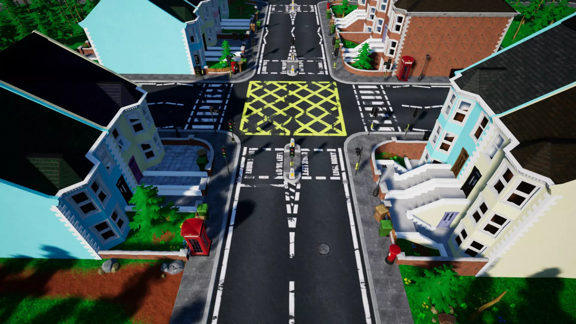 Stylized UK Modular House and Road Low-poly 3D model_0