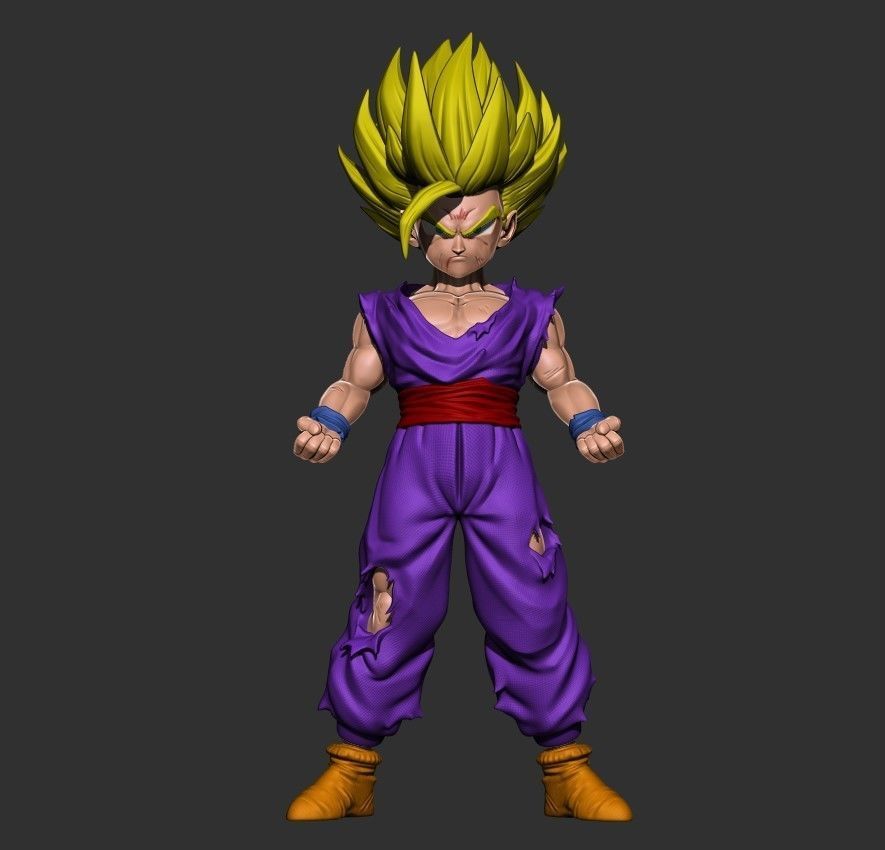 Dragonball Gohan saiyan form 3D print model_2