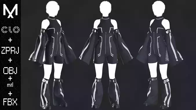FEMALE OUTFIT  Marvelous designer Clo3d OBJ mtl FBX ZPRJ