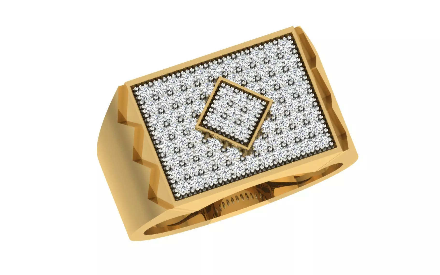 Light Weight Yellow Gold Diamond Ring -ZA RN 4231 3D print model