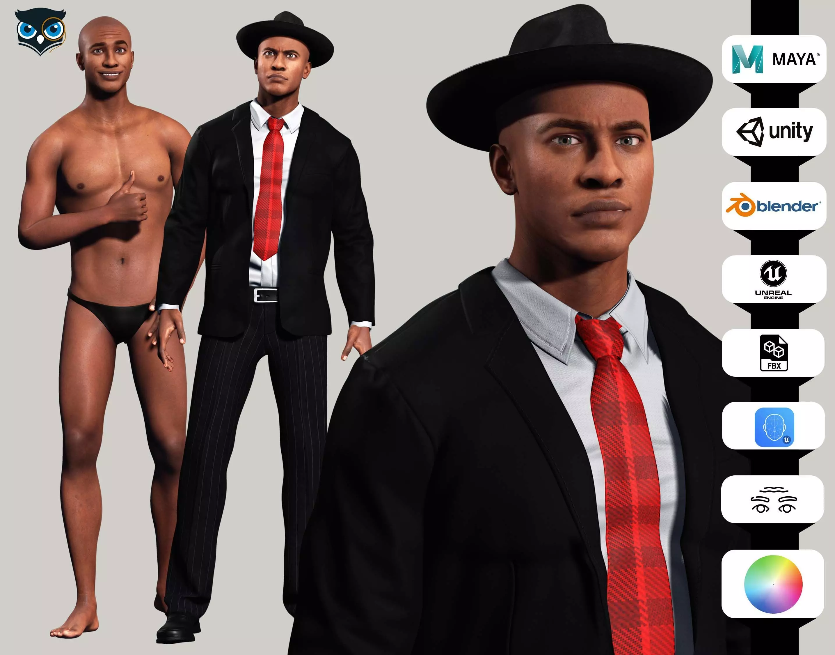 Marcus - Classic Mafia Figure Low-poly 3D model_0