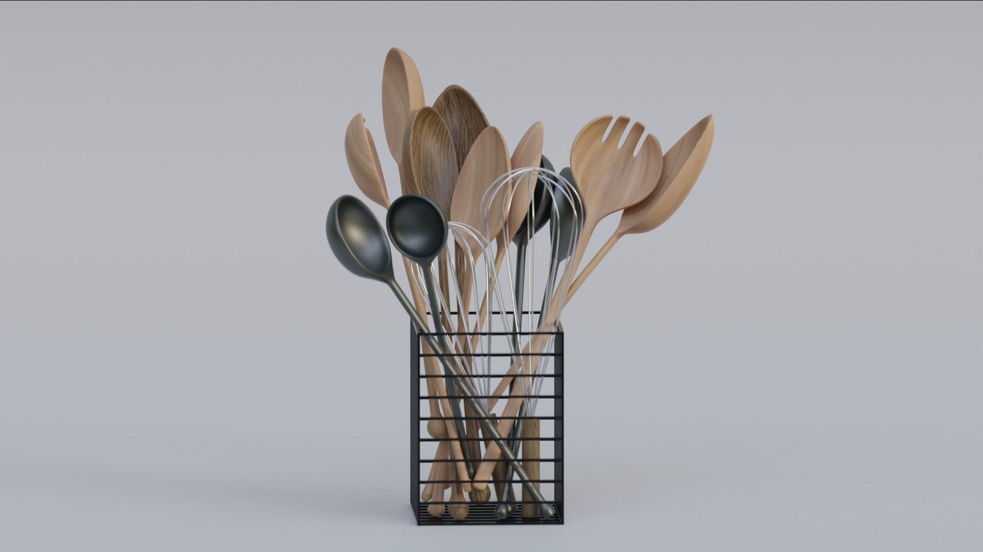 kitchen tableware set 3D model_1
