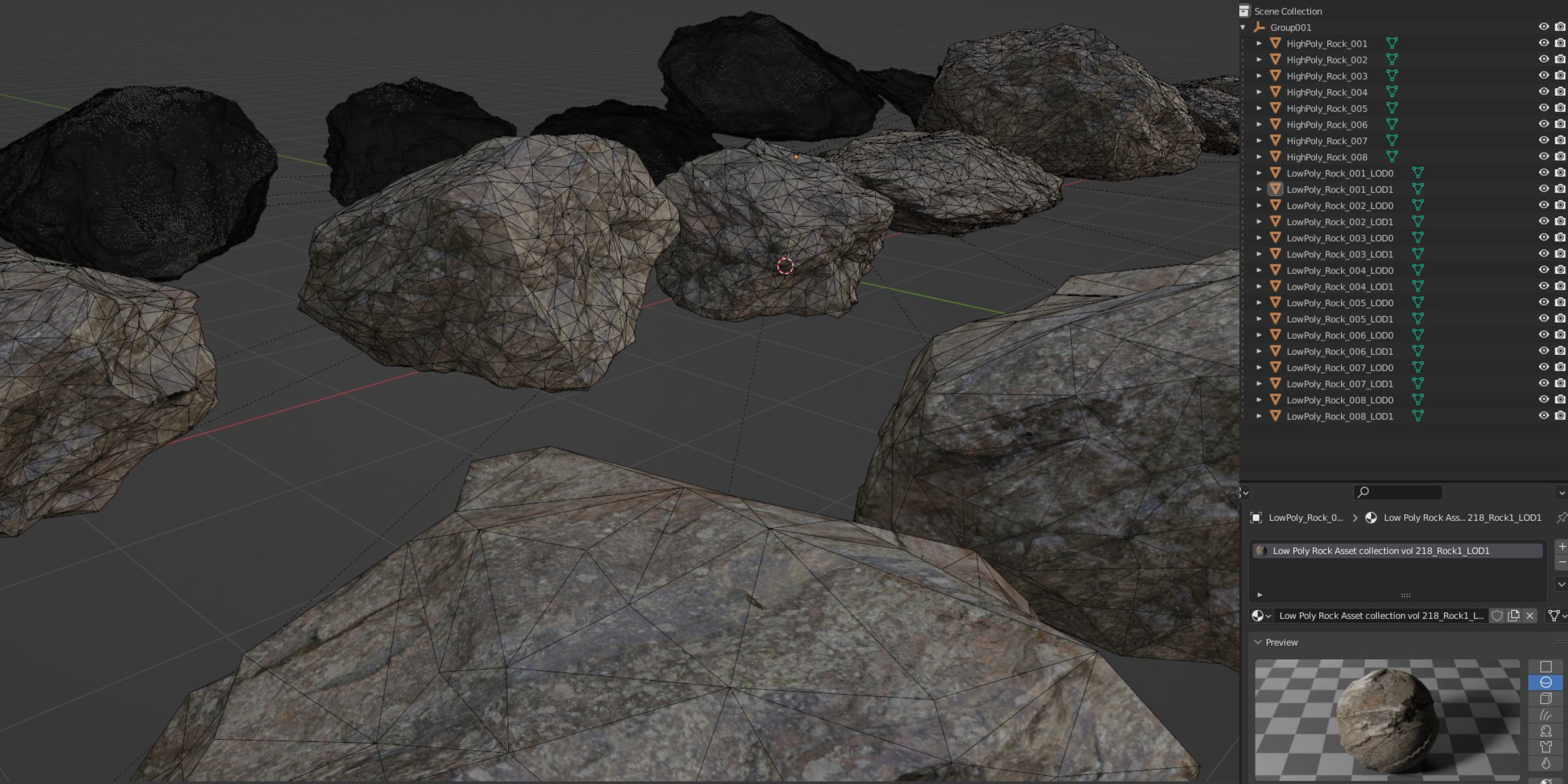 Low Poly Rock Asset collection vol 218 Low-poly 3D model_12