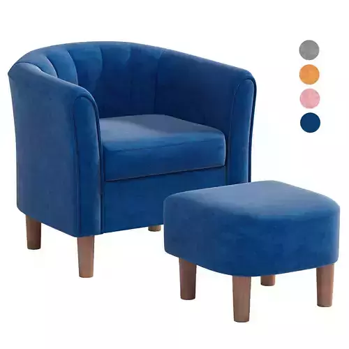 Velvet Accent Chair With Ottoman