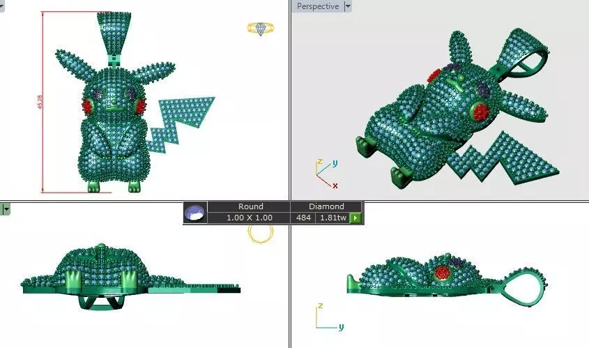 Rabit diamond pendent 3D print model