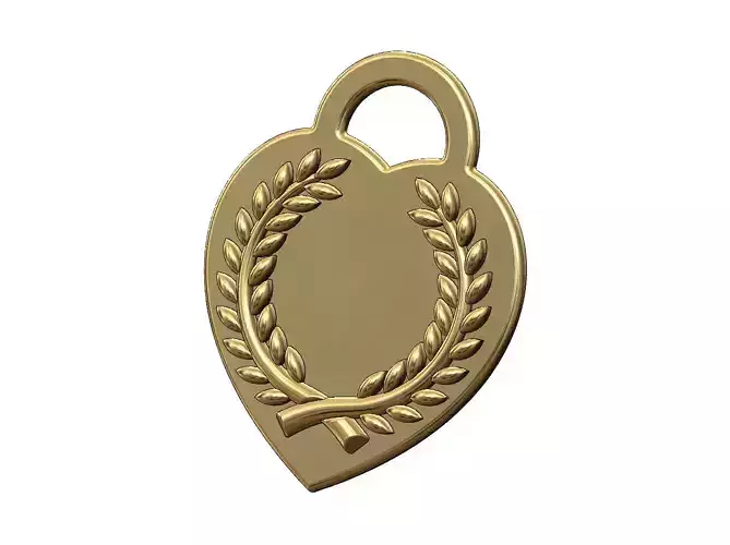 Bay leaves branches crown heart pendant charm