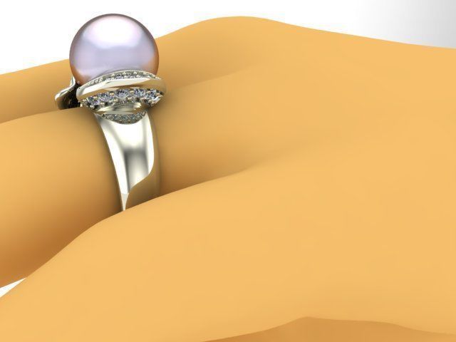 Pearl ring real made 3D print model_3