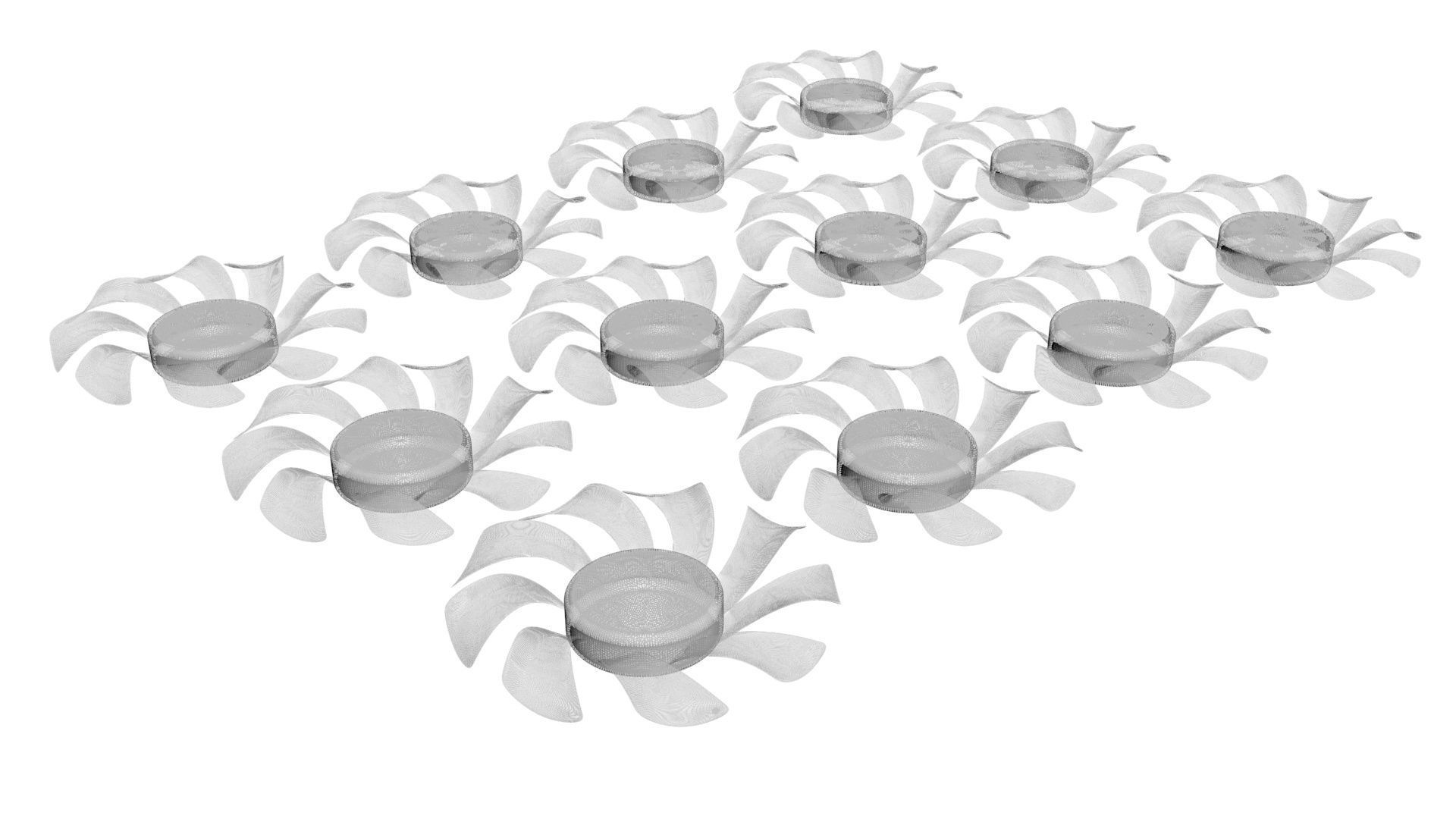 Transparent Colored Power Supply Unit Fan Blades Set 3D model_8