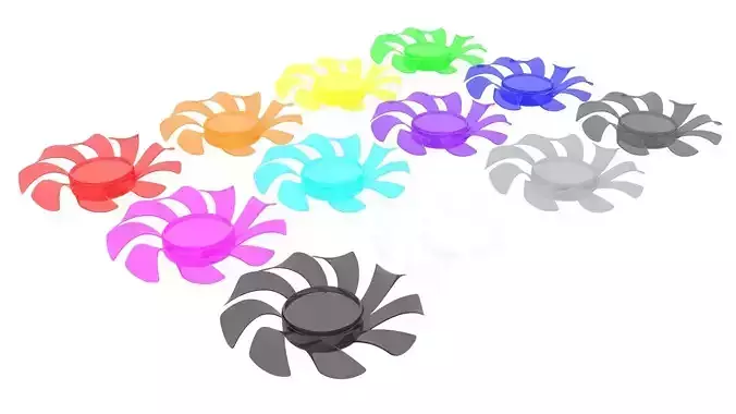 Transparent Colored Power Supply Unit Fan Blades Set 3D model