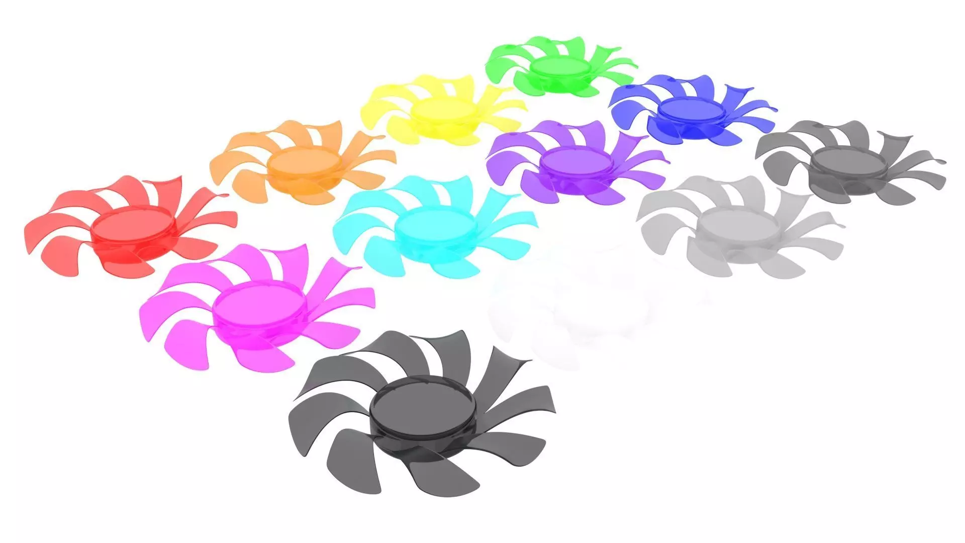 Transparent Colored Power Supply Unit Fan Blades Set 3D model_0