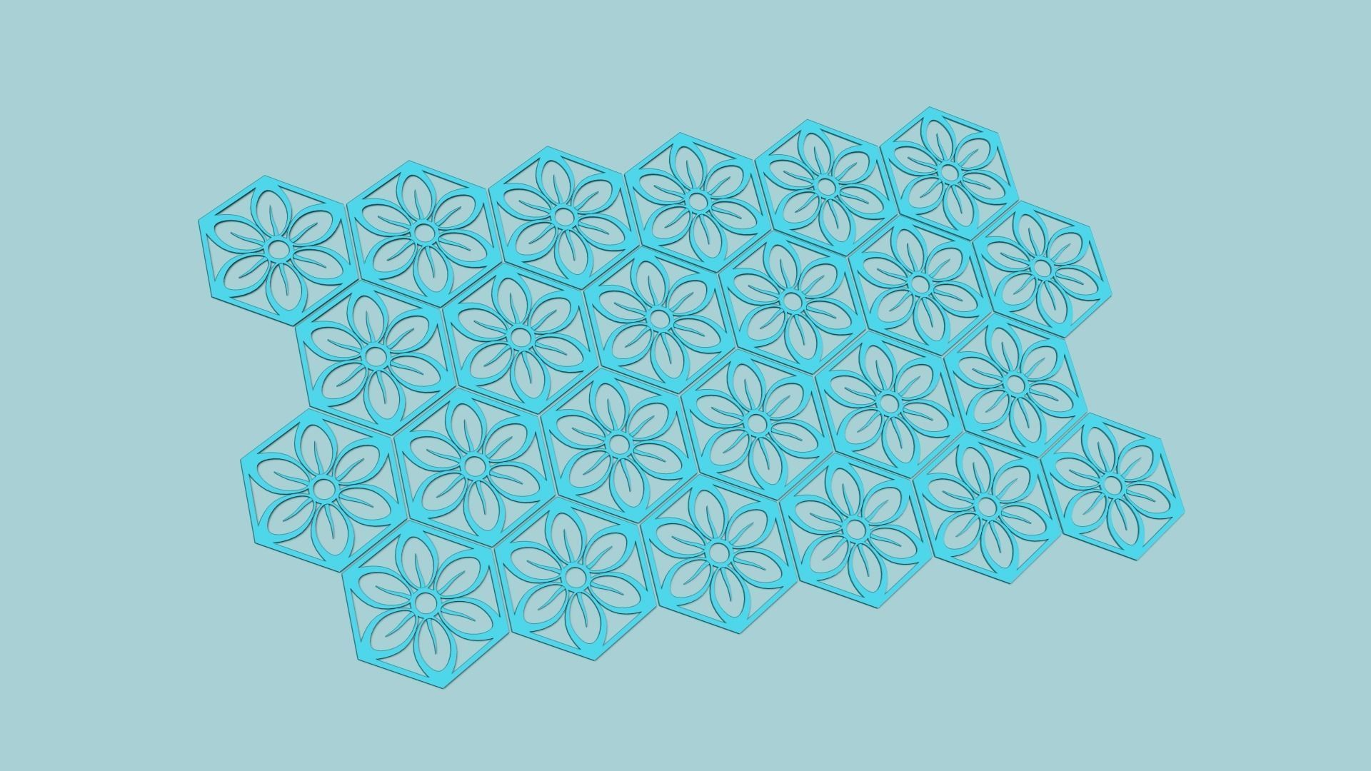 Hexagonal Wall Panel A12 Flower - Interior Design Decoration 3D print model_7