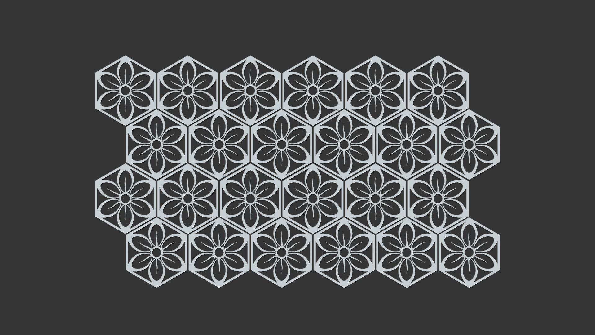 Hexagonal Wall Panel A12 Flower - Interior Design Decoration 3D print model_8