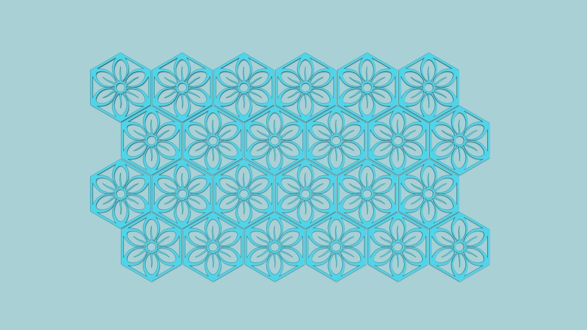 Hexagonal Wall Panel A12 Flower - Interior Design Decoration 3D print model_6