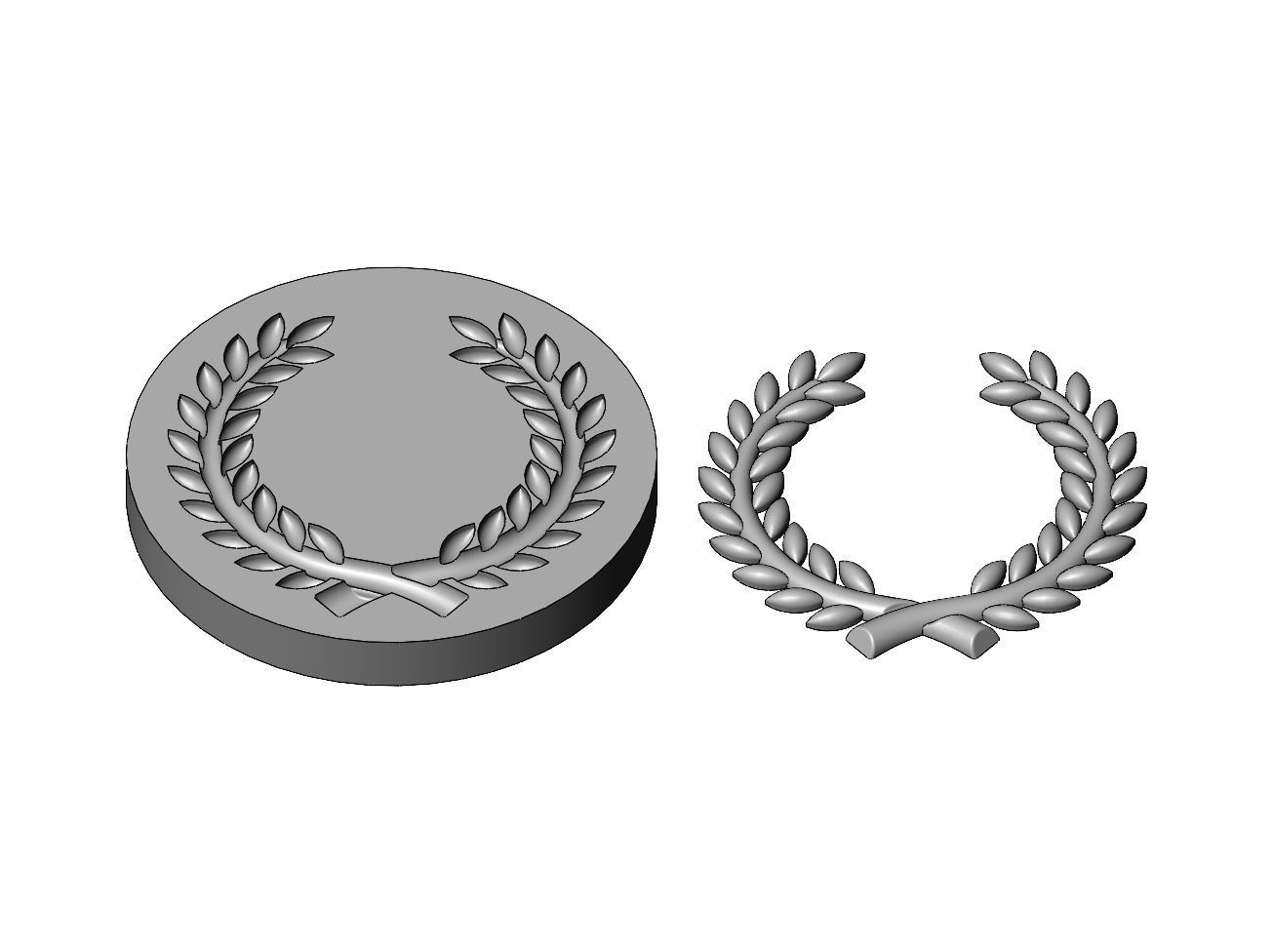 Mold bay leaves branches crown onlay relief 3D print model_2