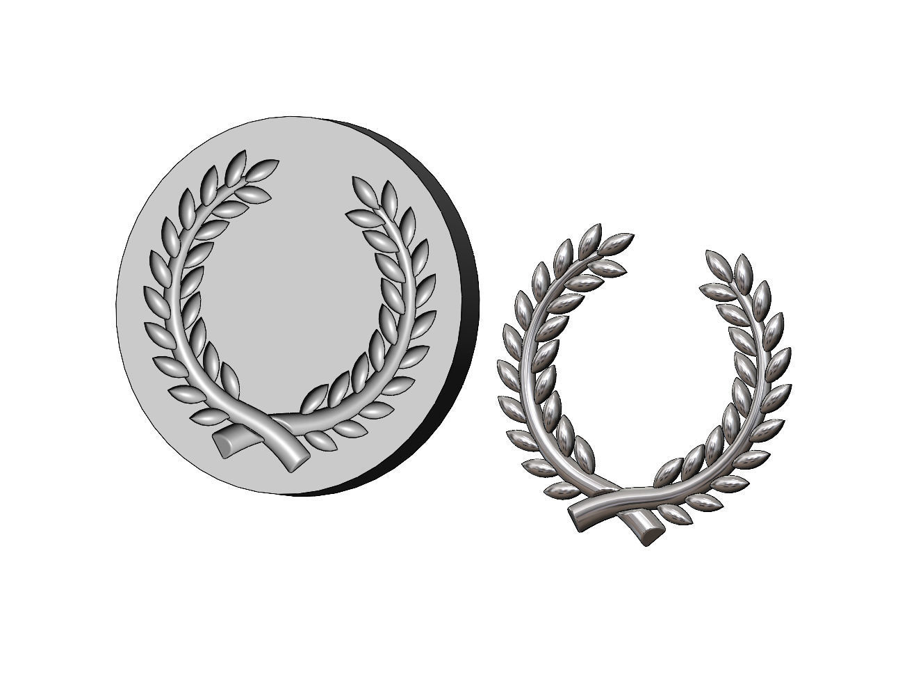 Mold bay leaves branches crown onlay relief 3D print model_9