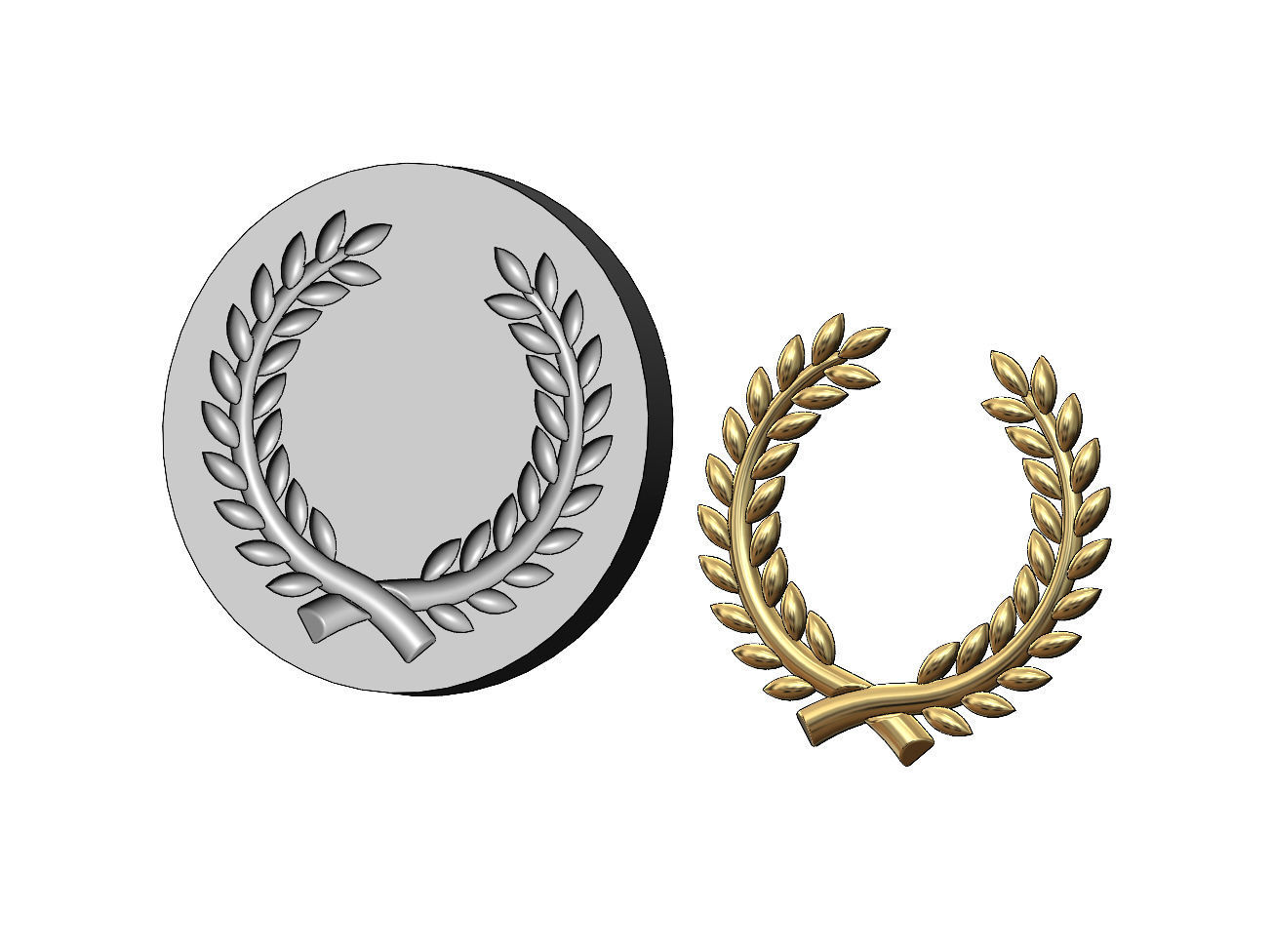 Mold bay leaves branches crown onlay relief 3D print model_7