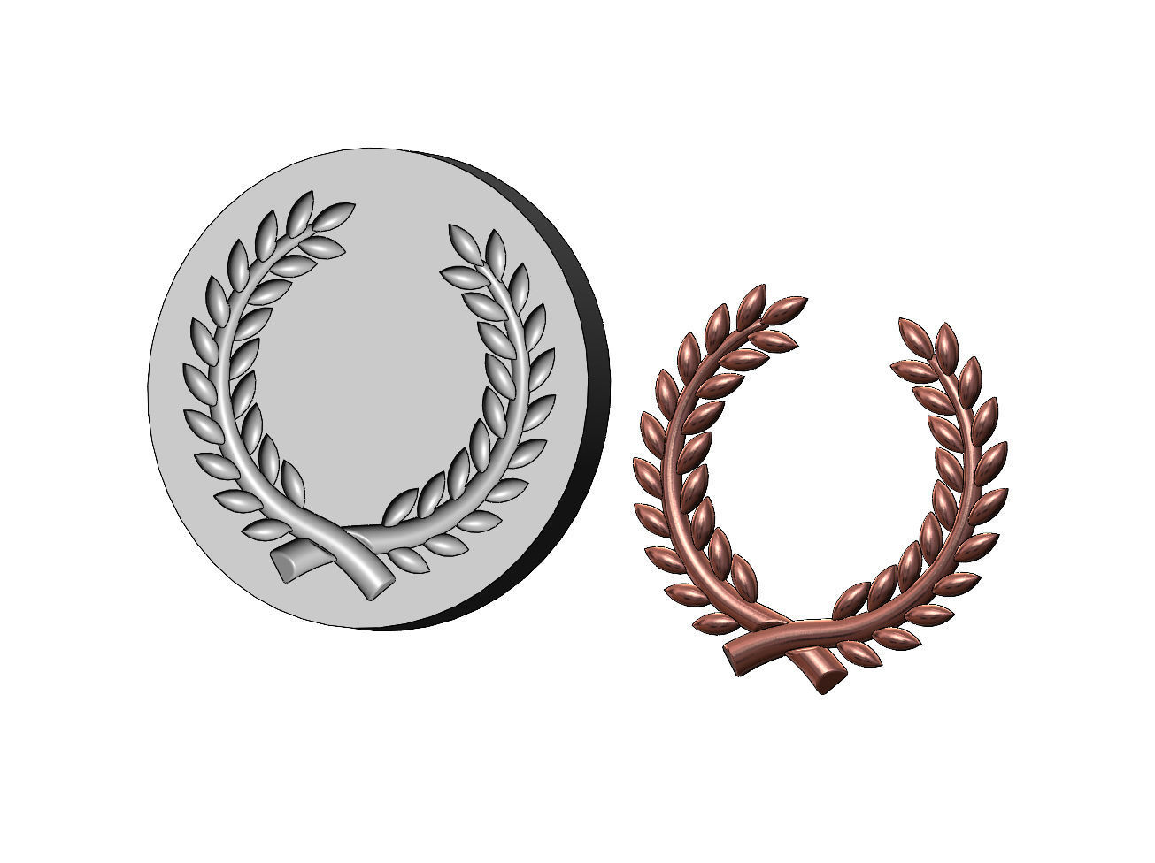 Mold bay leaves branches crown onlay relief 3D print model_8