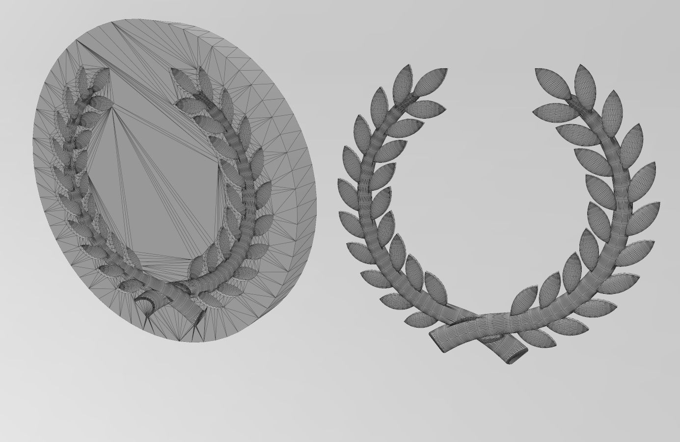 Mold bay leaves branches crown onlay relief 3D print model_10