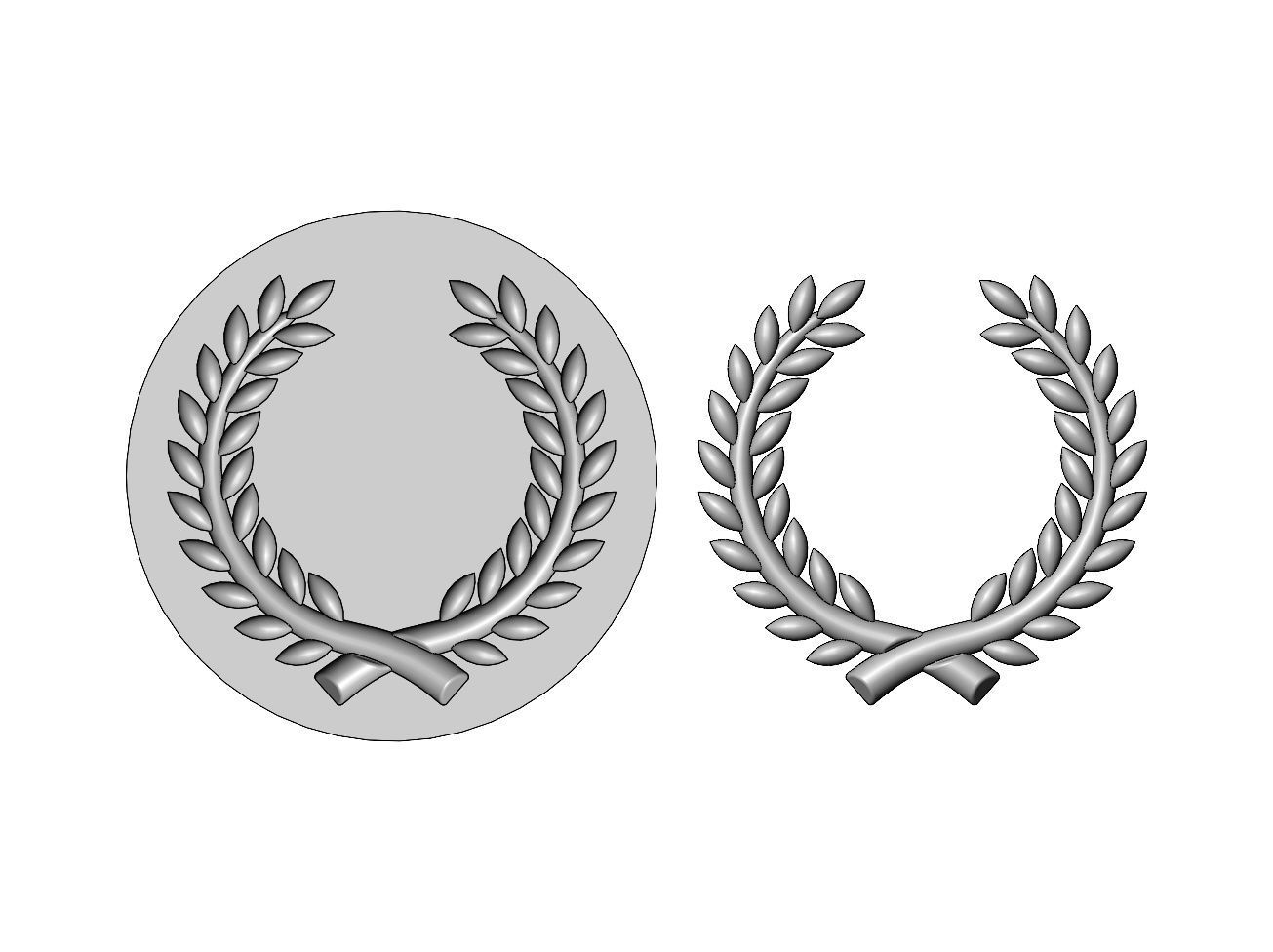 Mold bay leaves branches crown onlay relief 3D print model_1