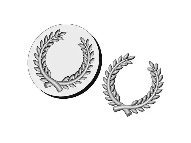 Mold bay leaves branches crown onlay relief