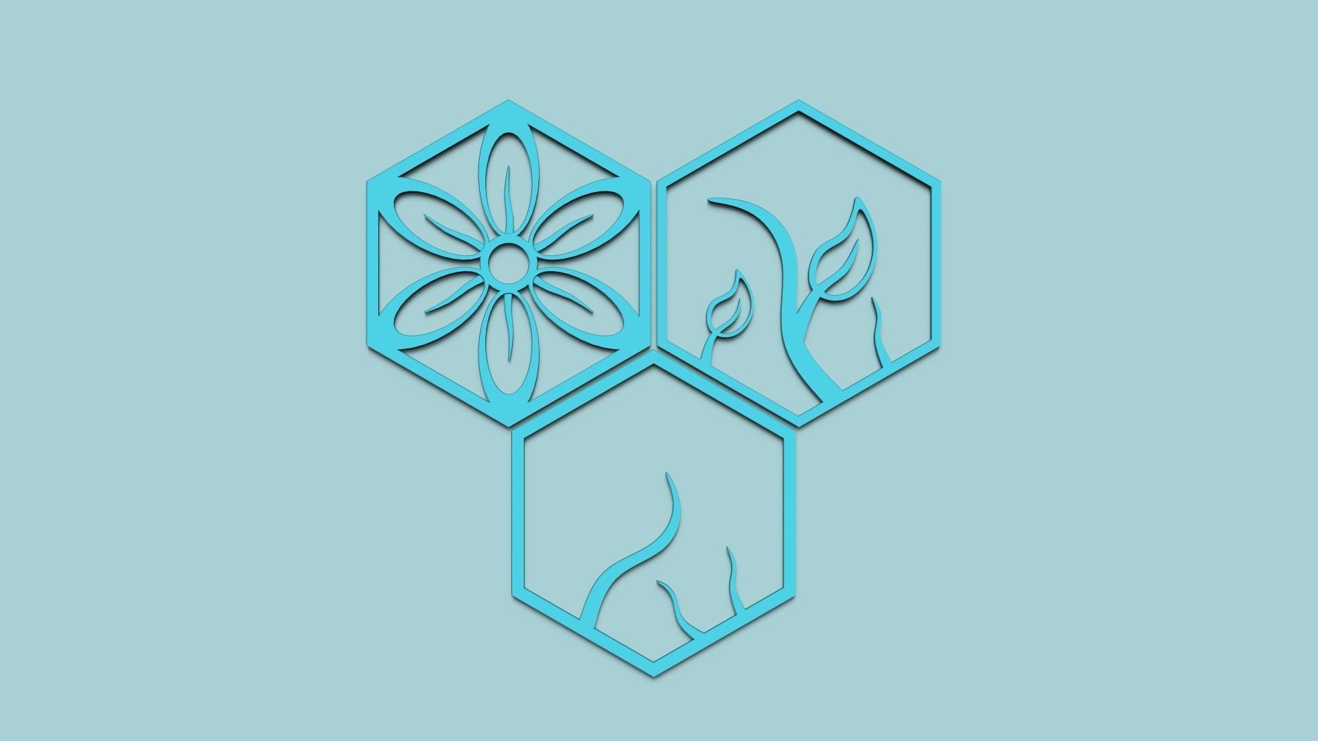 Hexagonal Wall Panel A13 Floral - Interior Design Decoration 3D print model_3