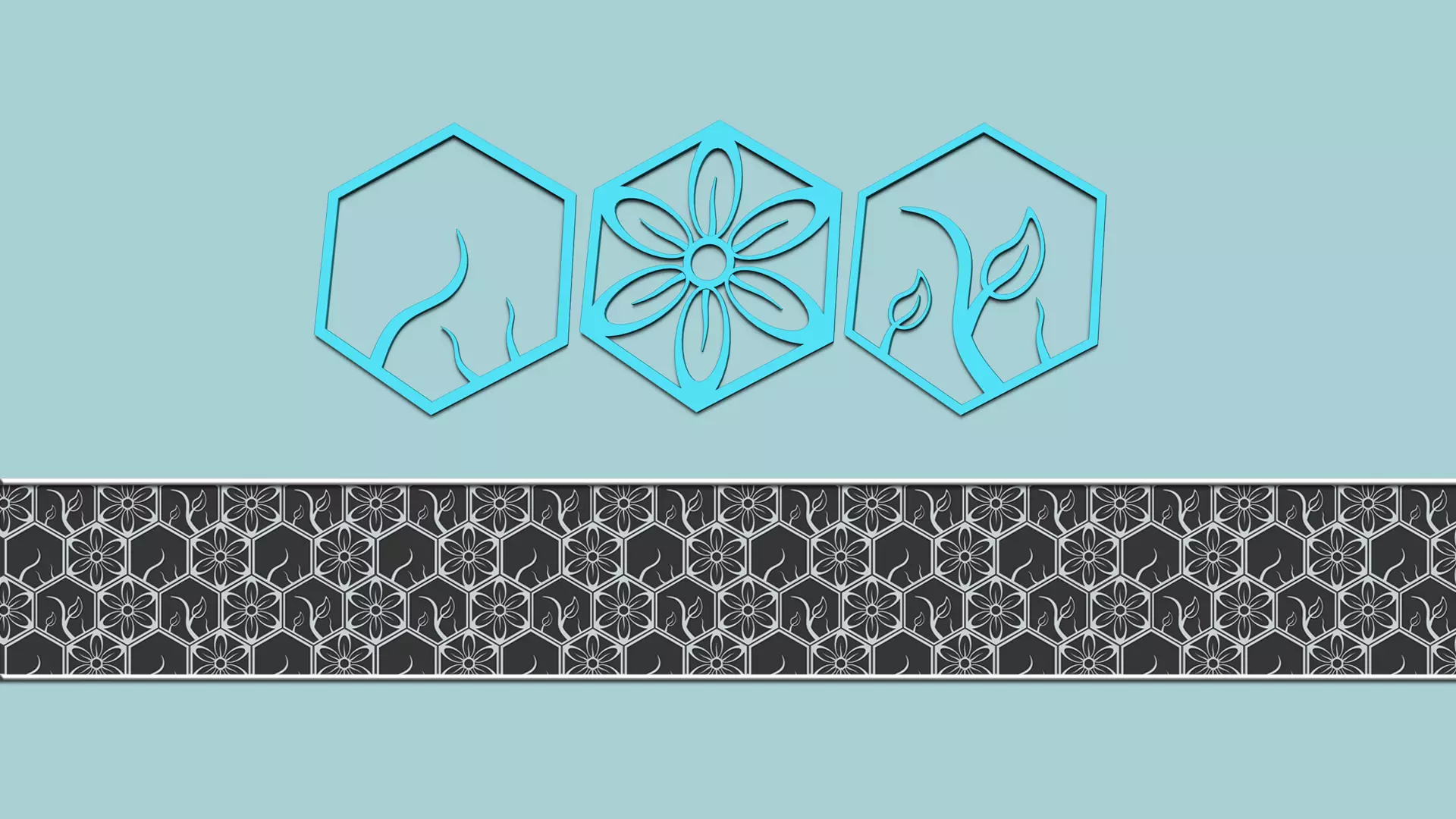 Hexagonal Wall Panel A13 Floral - Interior Design Decoration 3D print model_0