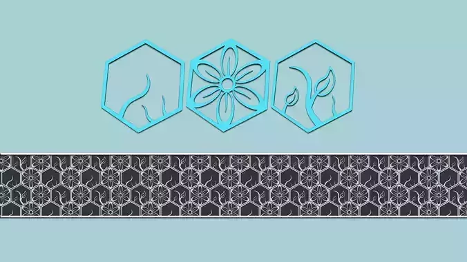 Hexagonal Wall Panel A13 Floral - Interior Design Decoration