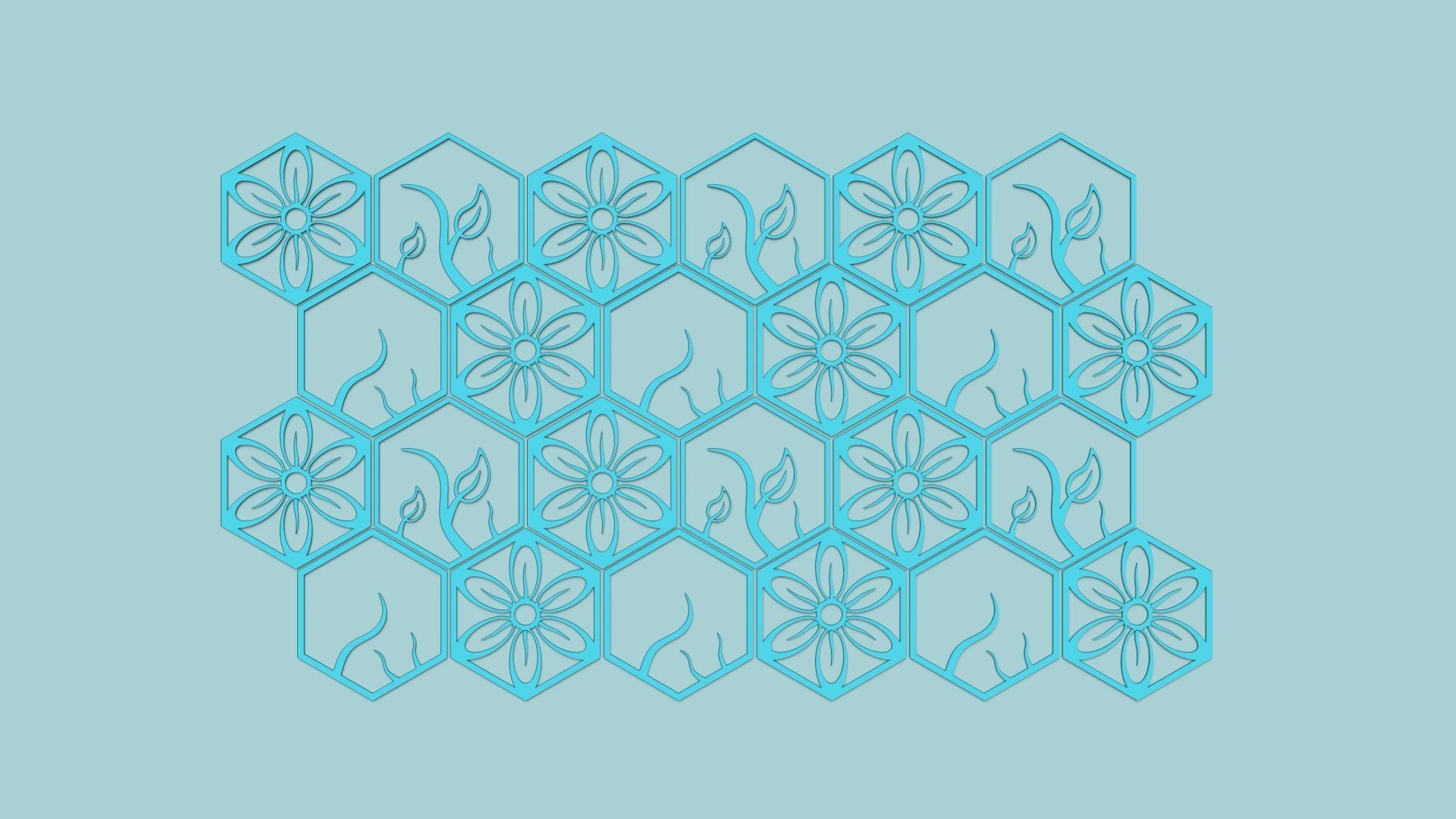 Hexagonal Wall Panel A13 Floral - Interior Design Decoration 3D print model_5